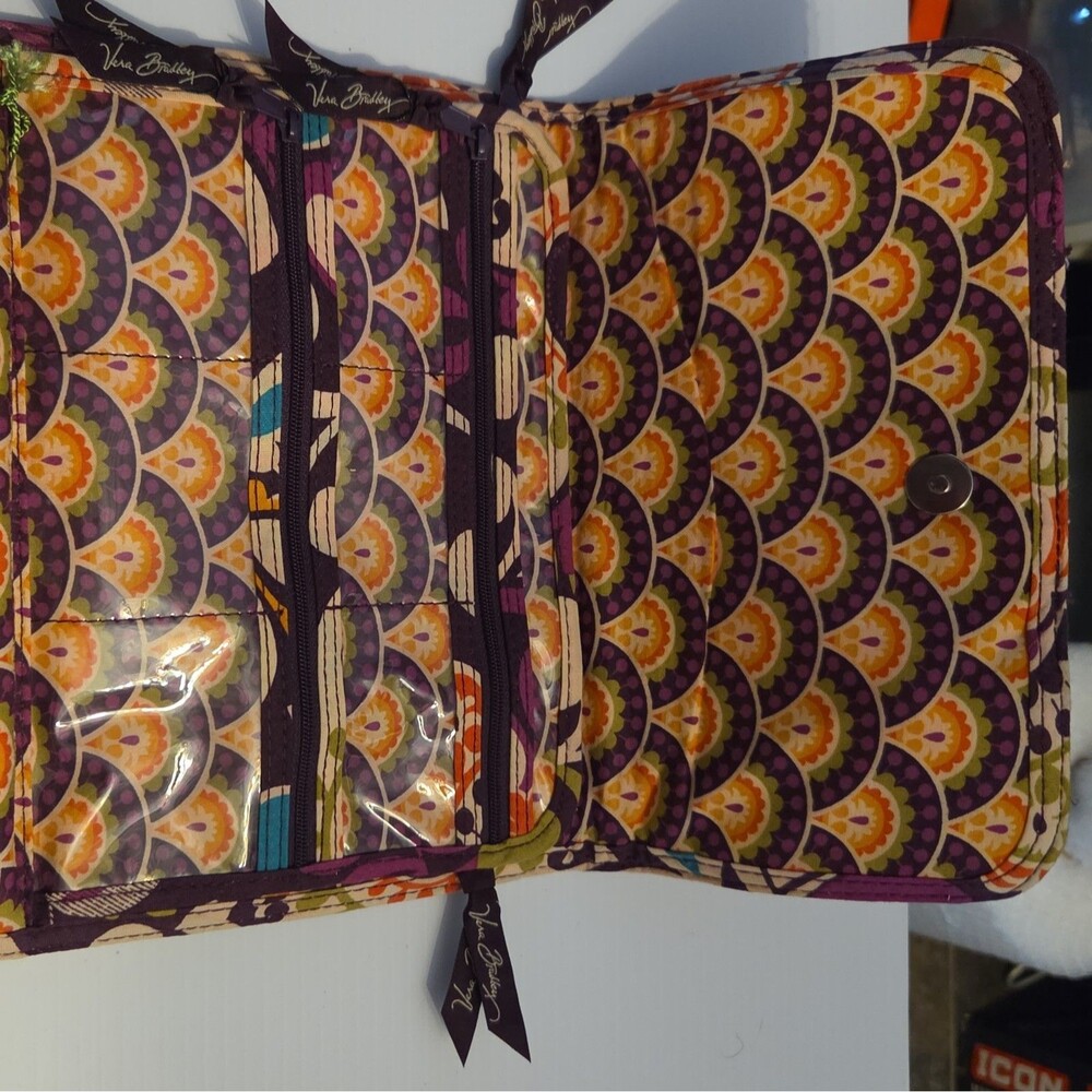 Vera Bradley Folding Travel Organizer Plum Crazy Purple Floral Cosmetic Bag Case - Picture 8 of 16